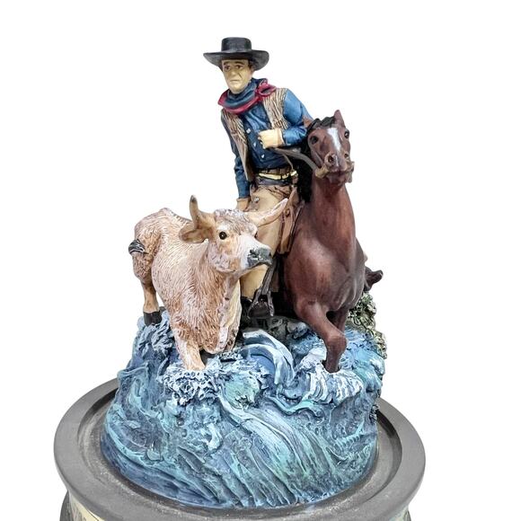 Franklin Mint John Wayne Hand Painted Sculptures Lot 4 Glass Globe Mint Cond - Picture 4 of 11